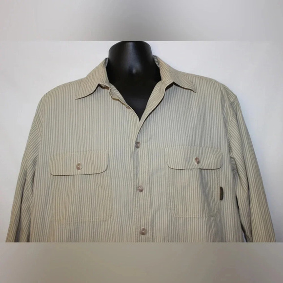 Men’s Timberland Long Sleeve Striped Casual Workwear Button Down Size Large - Picture 3 of 11